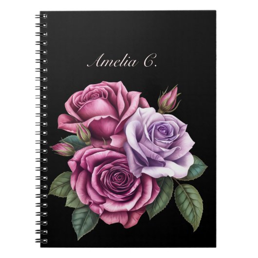 Elegantes schwarzes Aquarell-Notebook Notizblock (Vorderseite)