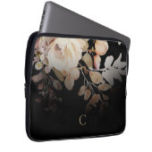 Elegantes Schwarzes Aquarellfarbenmonogramm Laptopschutzhülle (Vorne Rechts)
