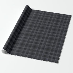 Elegantes Schwarzes Ästhetisches Tartan Kariert Geschenkpapier