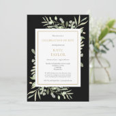 Elegantes Schwarzes Beerdigungsfest - Foto des Leb Einladung (Stehend Vorderseite)