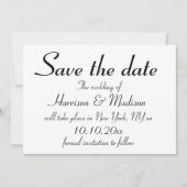 Elegantes, schwarzes, benutzerdefiniertes Skript C Save The Date (Vorderseite)
