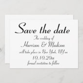 Elegantes, schwarzes, benutzerdefiniertes Skript C Save The Date (Vorne/Hinten)