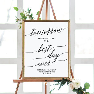 Elegantes schwarzes Best Day Ever Probedinner-Schi Poster