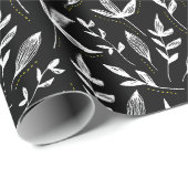 Elegantes schwarzes Blätter Botanisches Wrapping P Geschenkpapier (Rolleneckpunkt)