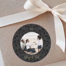 Elegantes Schwarzes Blätter Ruhm Gott Weihnachten 