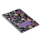 Elegantes schwarzes Blumenmuster Blumen Blätter Notizblock (Rechte Seite)