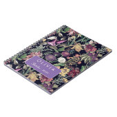 Elegantes schwarzes Blumenmuster Blumen Blätter Notizblock (Linke Seite)