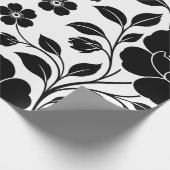 Elegantes schwarzes Blumenmuster Geschenkpapier (Ecke)