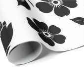 Elegantes schwarzes Blumenmuster Geschenkpapier (Rolleneckpunkt)