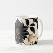 Elegantes Schwarzes Blumenmuster Kaffeetasse (VorderseiteRechts)