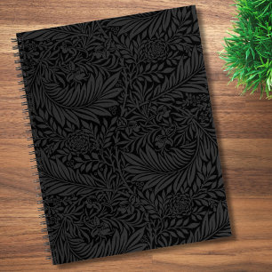Elegantes schwarzes Blumenmuster Notizbuch