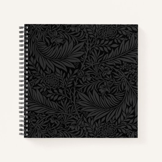 Elegantes schwarzes Blumenmuster Notizbuch (Vorderseite)