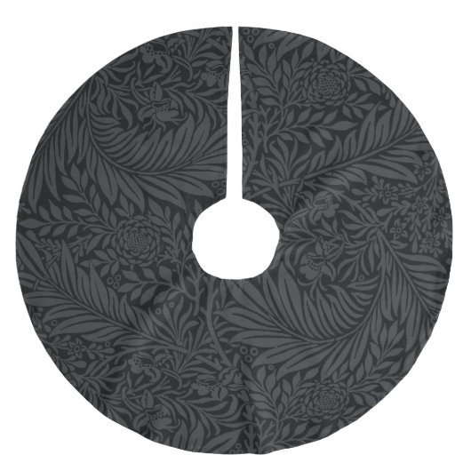 Elegantes Schwarzes Blumenmuster Polyester Weihnachtsbaumdecke (Vorderseite)