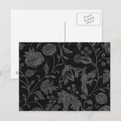 Elegantes schwarzes Blumenmuster Postkarte (Vorne/Hinten)