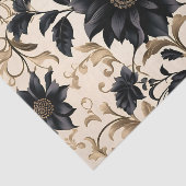Elegantes Schwarzes Blumenmuster Seidenpapier (Ausschnitt)