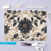 Elegantes Schwarzes Blumenmuster Seidenpapier (Handwerk)