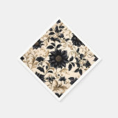 Elegantes Schwarzes Blumenmuster Serviette (Ecke)