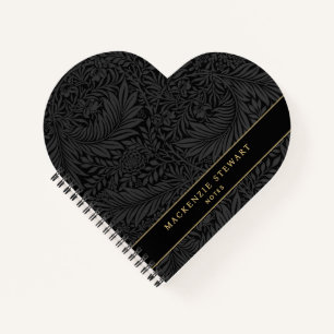 Elegantes schwarzes Blumenmuster-Skizzenbuch Notizblock