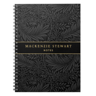 Elegantes schwarzes Blumenmuster Skizzenbuch Notizblock