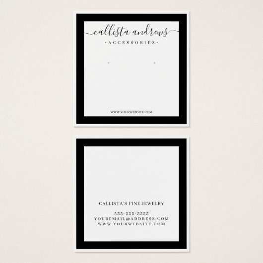 Elegantes schwarzes Border Cursive Earring Display (Vorne & Hinten)