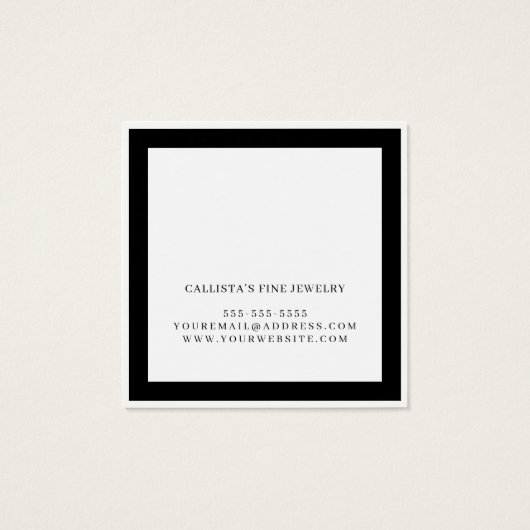 Elegantes schwarzes Border Cursive Earring Display (Rückseite)