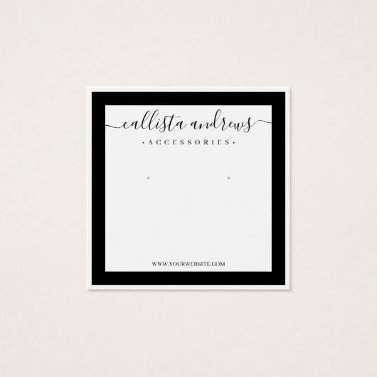 Elegantes schwarzes Border Cursive Earring Display (Vorderseite)