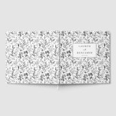 Elegantes schwarzes Botanikdesign Gästebuch (Voll)
