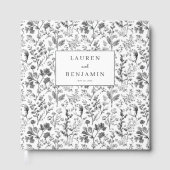 Elegantes schwarzes Botanikdesign Gästebuch (Vorderseite)