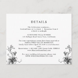 Elegantes Schwarzes Botanisches Blätter Hochzeitde Begleitkarte