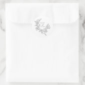 Elegantes Schwarzes Botanisches Wappen Personalisi Runder Aufkleber (Tasche)