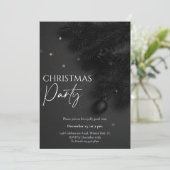 Elegantes Schwarzes Botanisches Weihnachtsfest-Par Einladung (Stehend Vorderseite)