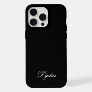 Elegantes schwarzes Case und weißer Monogramm-Name iPhone 15 Pro Max Hülle
