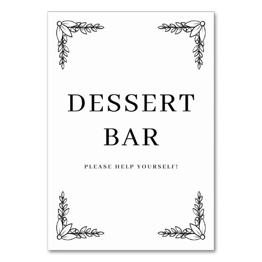 Elegantes schwarzes Dessert-Bar-Schild Tischnummer (Vorderseite)