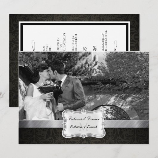 Elegantes schwarzes einladung (Vorne/Hinten)