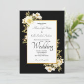 Elegantes Schwarzes Elfenbein Vintage Rose Luxusho Einladung (Stehend Vorderseite)