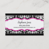 elegantes, schwarzes Flechtmuster, rosa Visitenkarte (Rückseite)