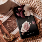 Elegantes Schwarzes Floral Botanisches Monogramm Case-Mate iPhone Hülle