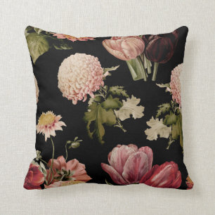 Elegantes Schwarzes Floral-Kissen Kissen