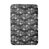 Elegantes Schwarzes Floral Muster Kurz Badematte (Vorderseite Vertikal)