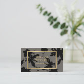 Elegantes schwarzes Floral Muster mit goldenen Akz Visitenkarte (Stehend Vorderseite)