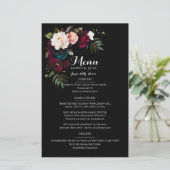 Elegantes Schwarzes Floral Wedding Menu Template (Stehend Vorderseite)