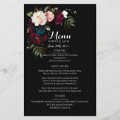 Elegantes Schwarzes Floral Wedding Menu Template (Vorderseite)