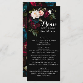 Elegantes Schwarzes Floral Wedding Menu Template Menükarte