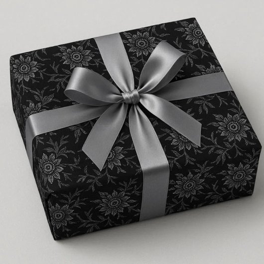 Elegantes schwarzes, florales dunkles Wrapping Pap Geschenkpapier