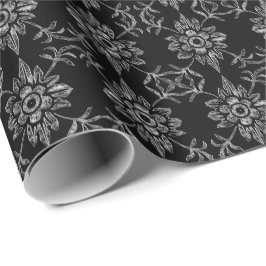 Elegantes schwarzes, florales dunkles Wrapping Pap Geschenkpapier