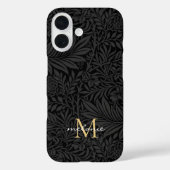 Elegantes Schwarzes Florales Script Monogram Case-Mate iPhone Hülle (Rückseite)