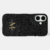Elegantes Schwarzes Florales Script Monogram Case-Mate iPhone Hülle (Rückseite (Horizontal))