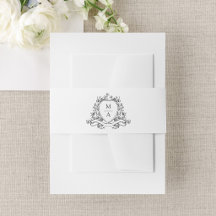 Elegantes schwarzes florales Wappen-Monogramm-Hoch
