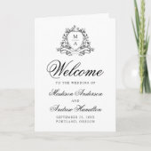 Elegantes schwarzes florales Wappen-Monogramm-Hoch Programm (Vorderseite)