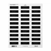 Elegantes Schwarzes formales Rücksendeadresse-Etik (Vorne)